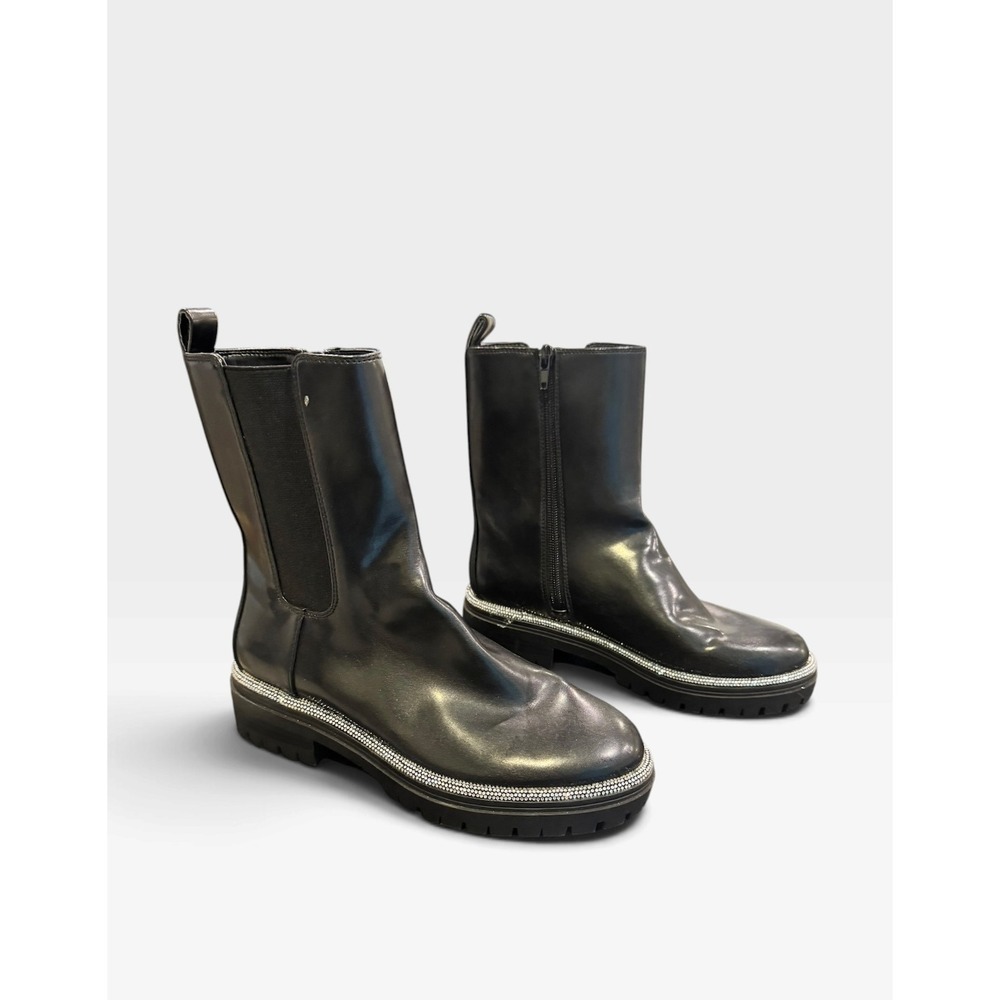 INC International Concepts Brycin Black Rhinestone Chelsea Boots Women's 6.5